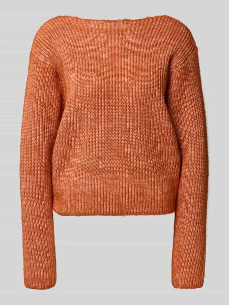 Sweter z dzianiny z dekolt w łódkę model CALLY' Topshop beżowy