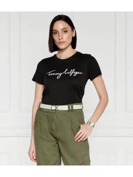 Tommy Hilfiger Póló REG C-NK SIGNATURE fekete