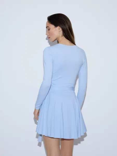 Reserved Блузка-конверт з модаллю блідо-блакитний блакитна