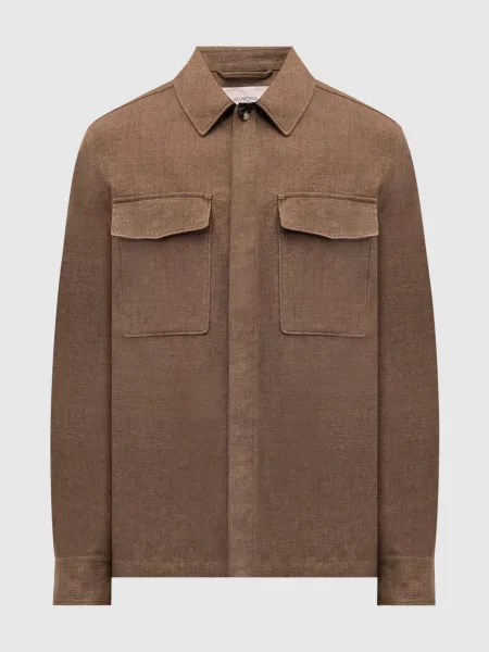 Куртка з льону в стилі сорочки Agnona коричнева