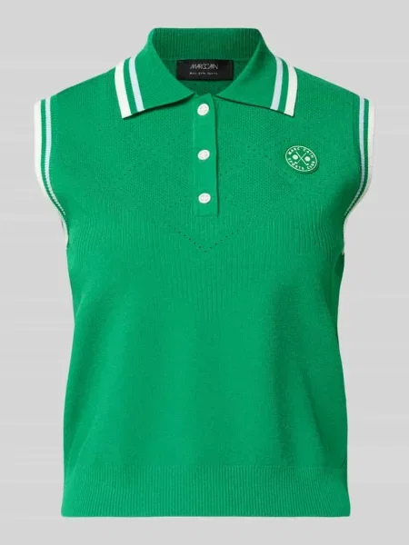 Kamizelka w kroju regular fit z mieszanki w imitacji dzianiny Marc Cain zielona