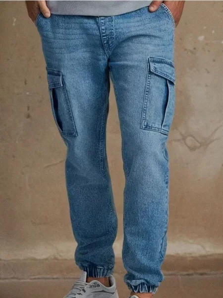 Sinsay Kalhoty jogger cargo modrá