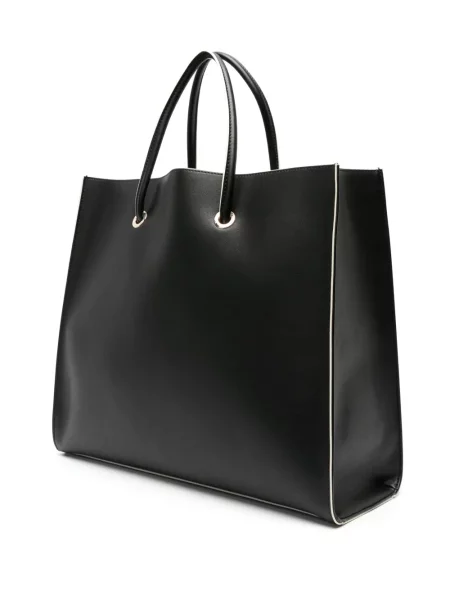 Кожена шопинг чанта Elisabetta Franchi черно