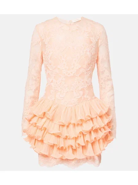 Rochie Zimmermann cu volane din dantelă portocaliu