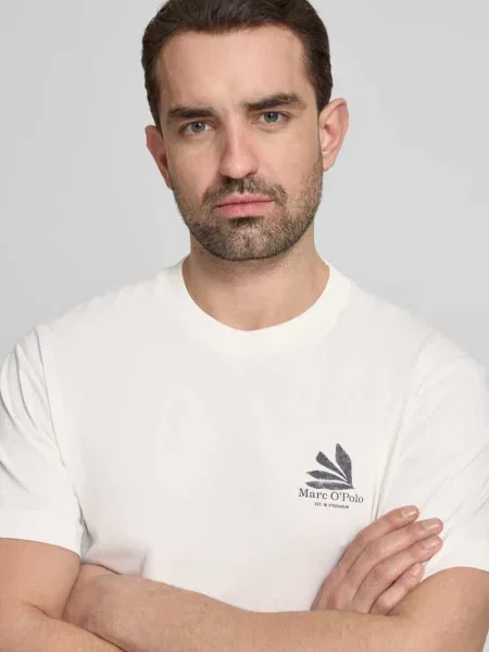 T-shirt o kroju relaxed fit z czystej bawełny Marc O'polo biała
