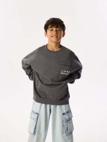 Reserved Світшот великого розміру темно-сірий сірий