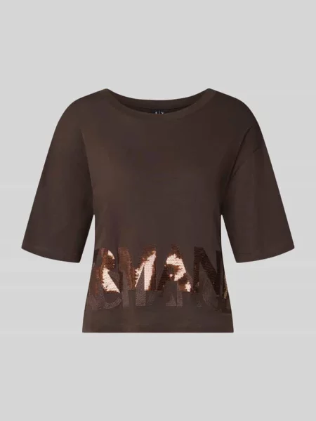 T-shirt z cekinowym obszyciem Armani Exchange