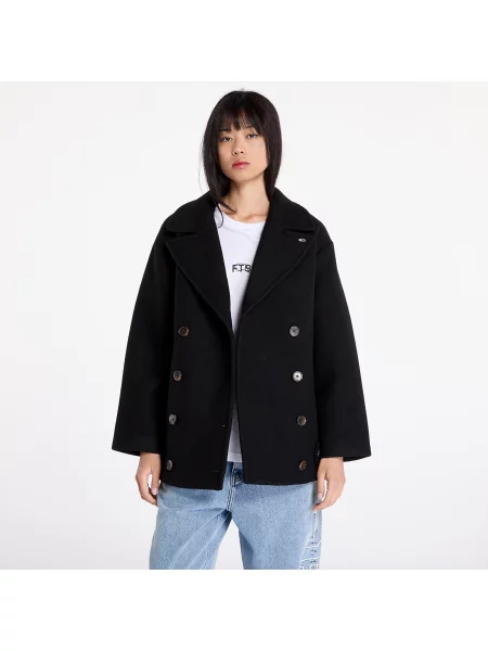 Coat Tommy Jeans Wool Peacoat Black M czarne