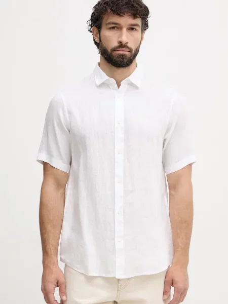 Armani Exchange srajca lanena bela