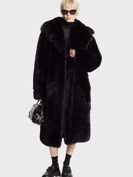 Довга шуба Michael Kors чорна