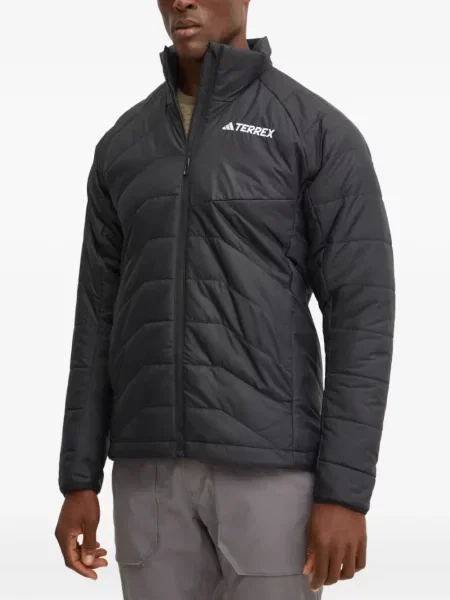 Пухен елец Adidas на райета с качулка бяло