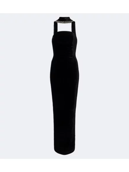 Rochie Roland Mouret de catifea cu gât halter negru