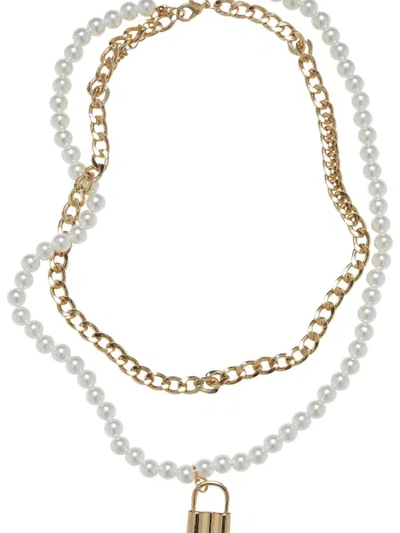 Urban Classics Verižica Padlock zlata / bela siva