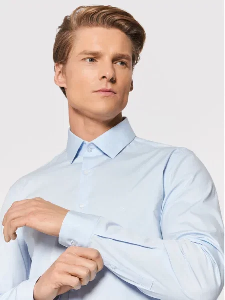 Calvin Klein Košeľa Poplin modrá