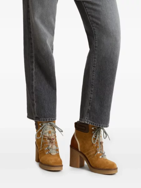 Botine Woolrich cu șireturi din dantelă