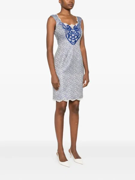 Rochie mini Gemy Maalouf din dantelă de costum alb