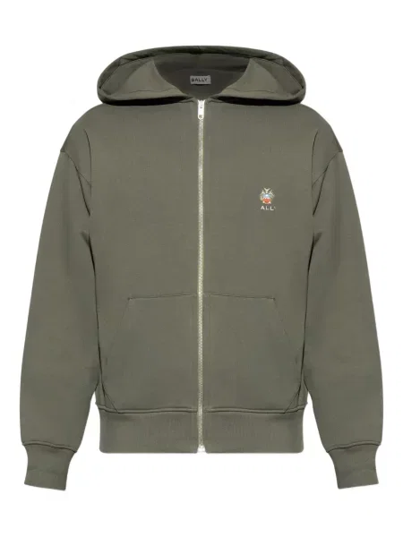 Hanorac cu glugă Bally cu broderie verde