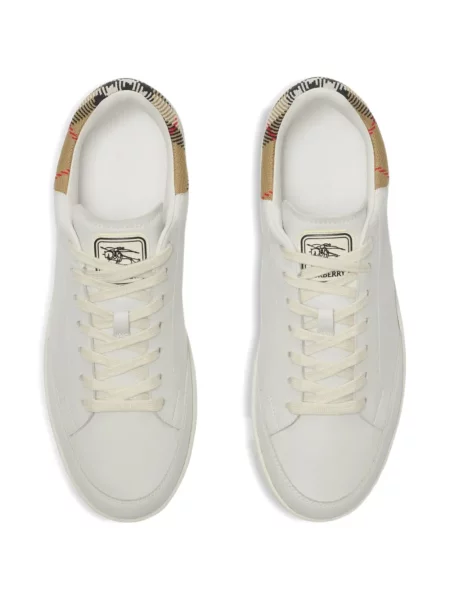 Bőr kockás sneaker Burberry fehér