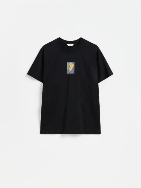 Reserved Tricou regular cu imprimeu negru