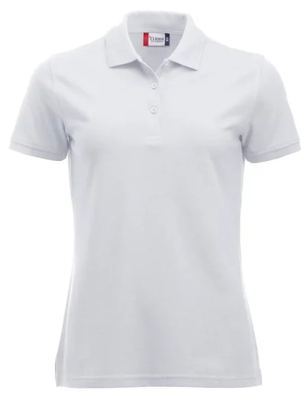 Clique Polo Manhattan z prążkami jacquard na kołnierzu – white biały