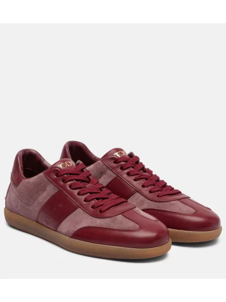 Sneakerși Tod's din piele de căprioară roșu
