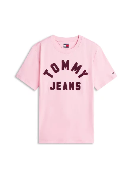 Tommy Jeans Tricou roz / vin roșu