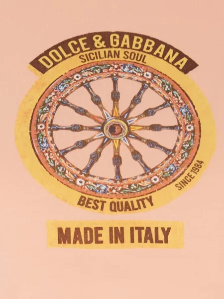 Подрязан тениска Dolce & Gabbana с принт розово