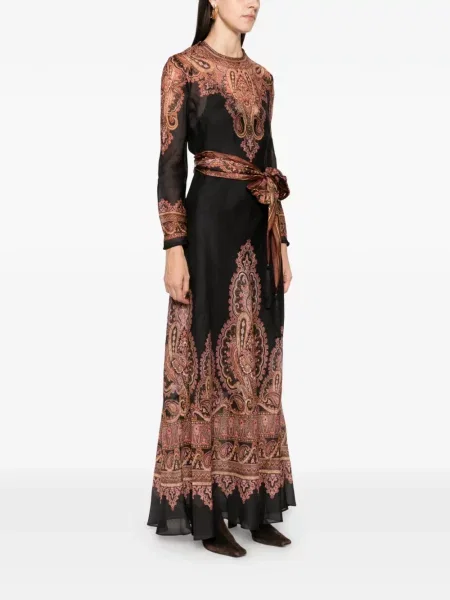 Rochie maxi Zimmermann cu imagine cu model paisley negru