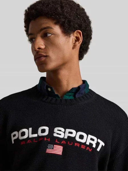 Bluza z napisem z logo Polo Ralph Lauren czarna