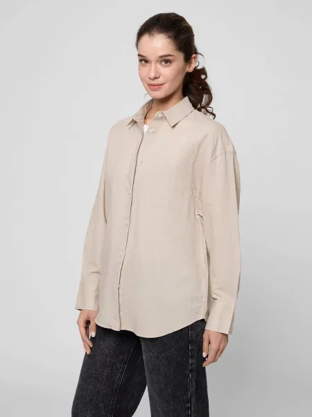 Сорочка повсякденна PRPY льон/бавовна бежевий