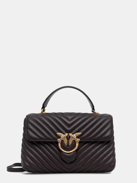 Pinko crossbody torbica usnjena rjava