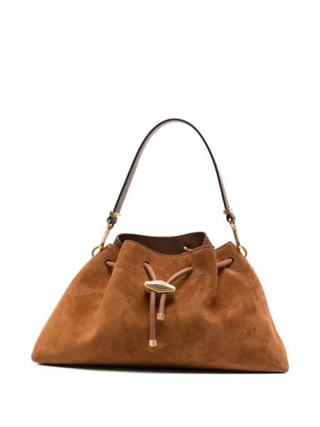 Geantă bucket Jimmy Choo din piele de căprioară maro