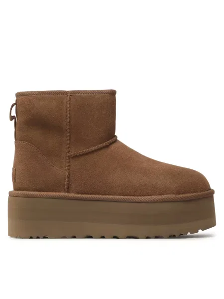 Классические дутики Ugg на платформе коричневые