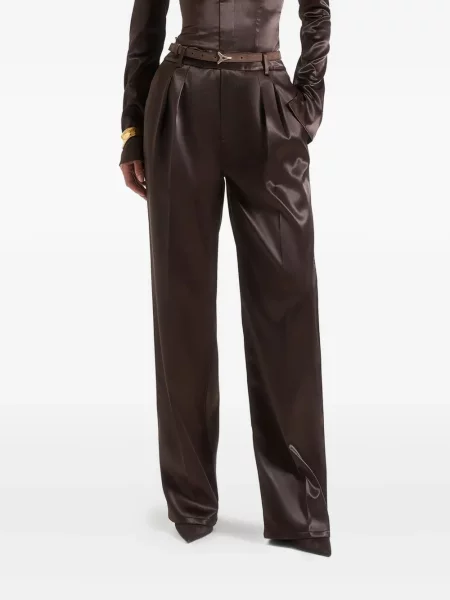 Pantaloni Manière De Voir din satin maro