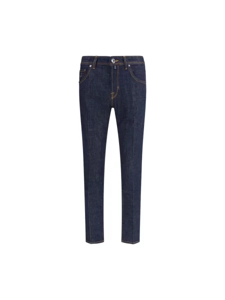 Skinny jeansy skinny Jacob Cohen o skróconej długości niebieskie