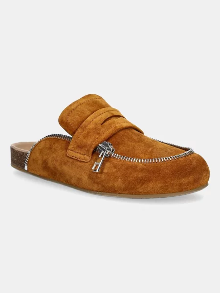 Велурени чехли JW Anderson Biker Loafer кафяво