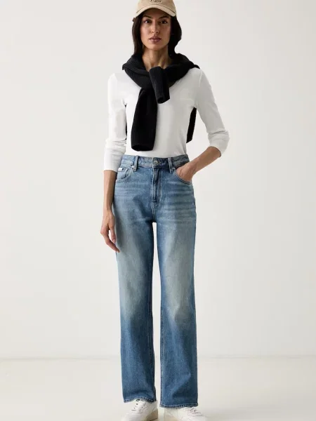 Calvin Klein Jeans rifle straight dámske modrá