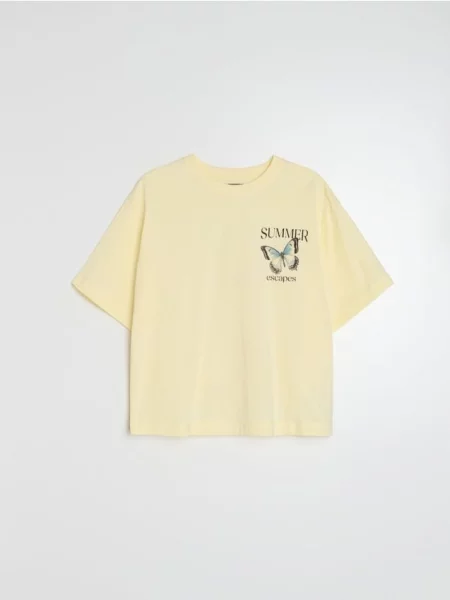 Футболка з принтом метеликів світло-жовтий жовта