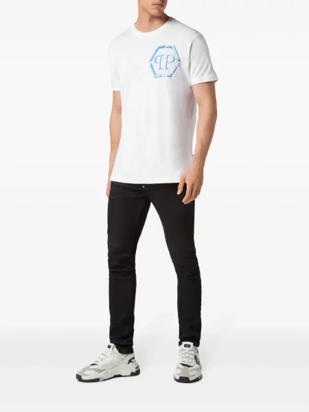 Raštuotas marškinėliai Philipp Plein balta