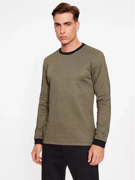 Boss Majica z dolgimi rokavi Ottoman zelena