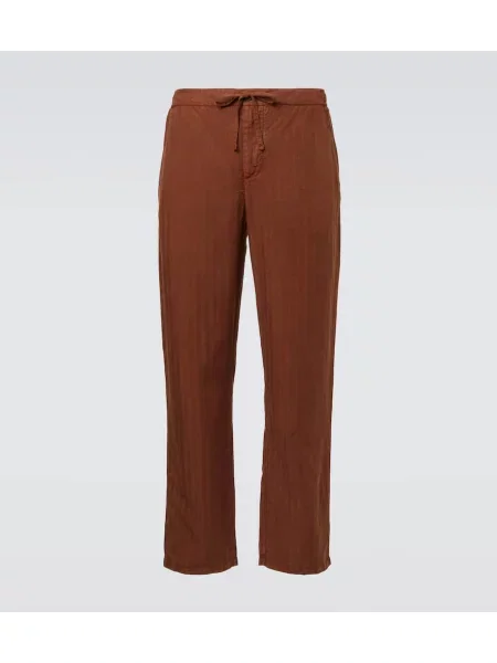 Kalhoty Frescobol Carioca se vzorem rybí kosti hnědé