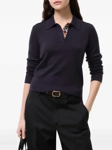 Μάλλινο μακρύς polo Burberry μωβ