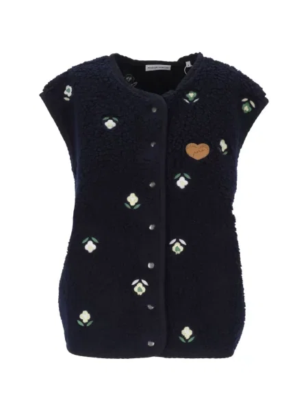 Vestă Maison Labiche din fleece cu model floral albastru
