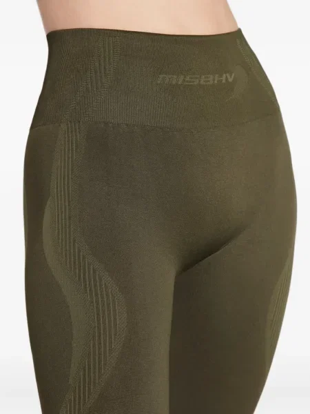 Pantaloni Misbhv cu dungi din jacard verde