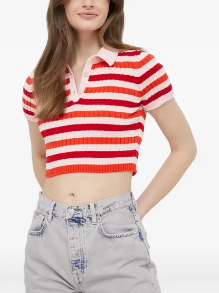 Tricou polo Benetton cu dungi roșu