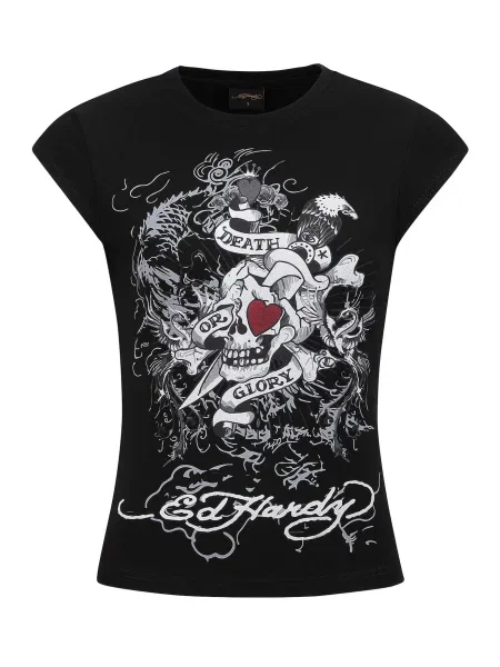 Ed Hardy Tricou negru alb