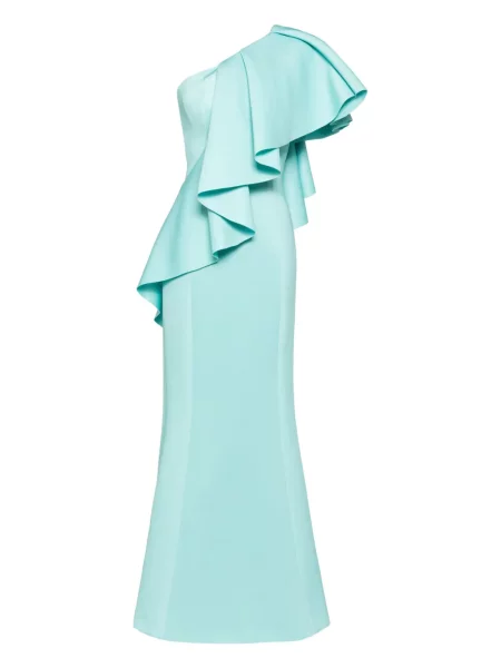 Rochie maxi Saiid Kobeisy cu volane lungă de costum verde