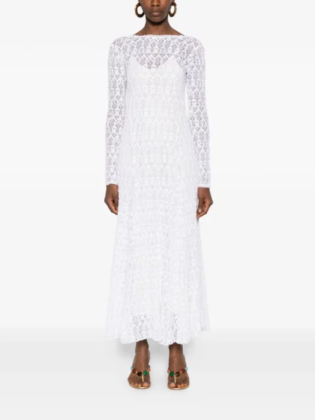 Rochie maxi Forte_forte din dantelă de costum alb