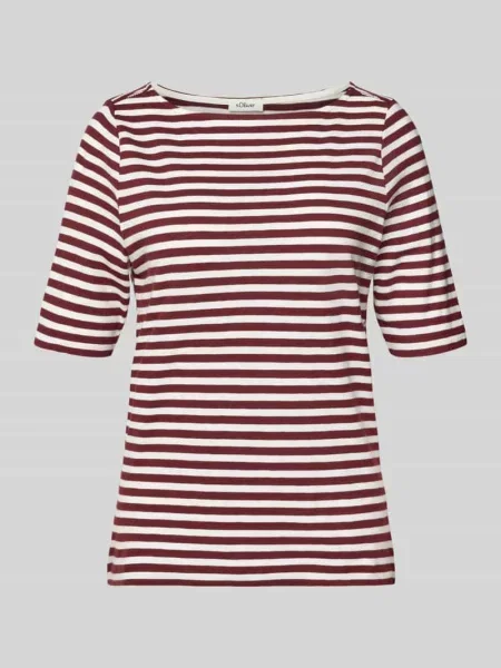 T-shirt o kroju slim fit z czystej bawełny S.oliver Red Label bordowa