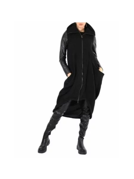 Długi płaszcz La Haine Inside Us asymetryczny wełniany czarny
